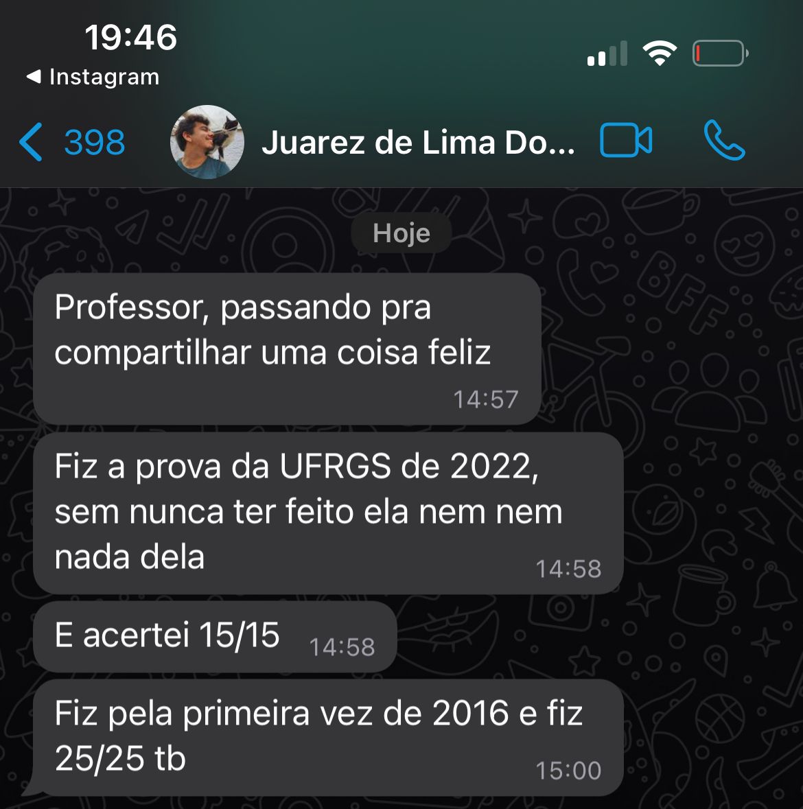 Depoimento de aluno 10 — UFRGS